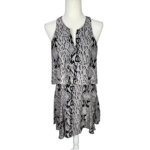 Parker Silk Snakeskin Print Sleeveless Mini Dress Black Gray Size S/M Chic NWT